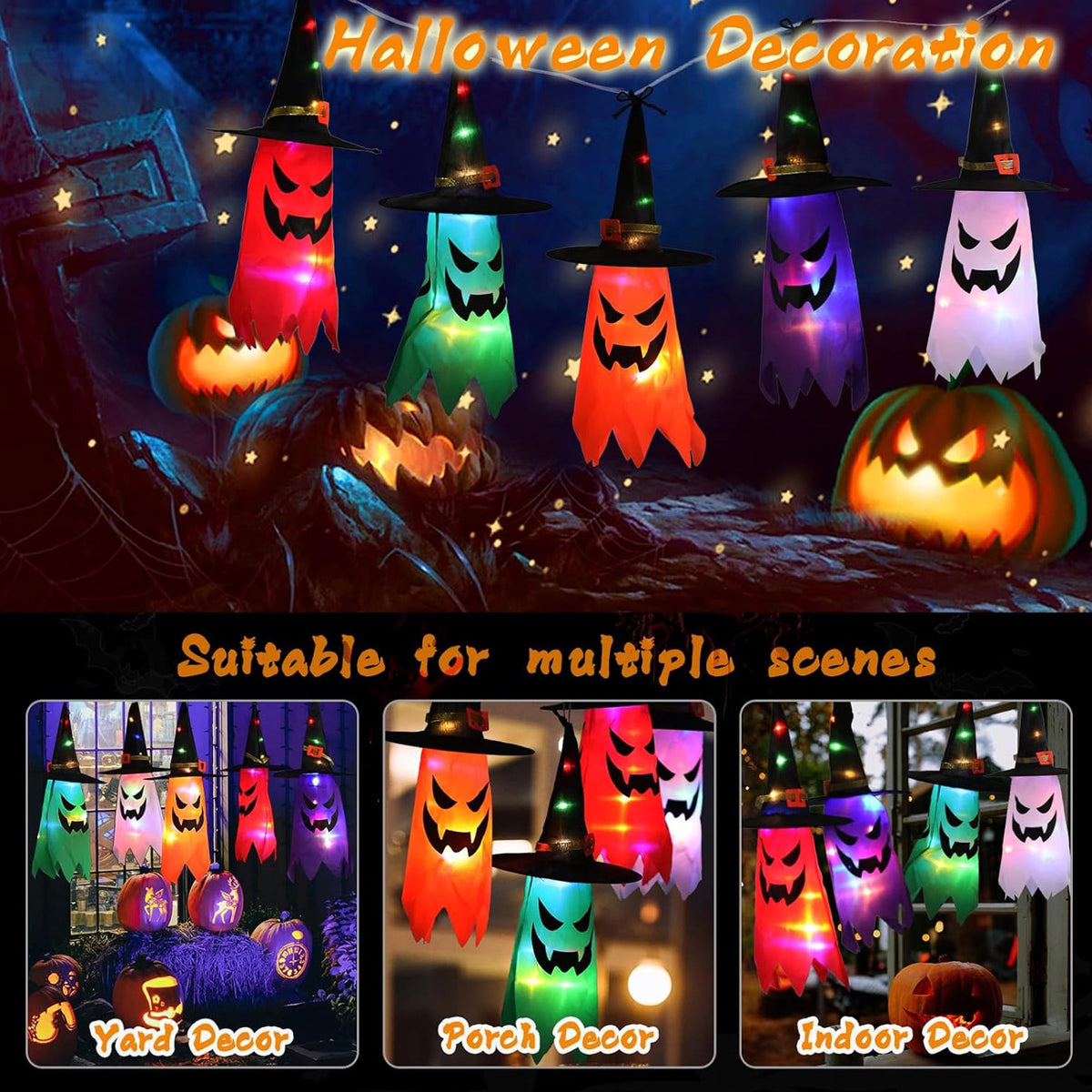 MYFLOCY Halloween String Lights Indoor Outdoor Porch Courtyard Decorations ( Orange Pumpkin )