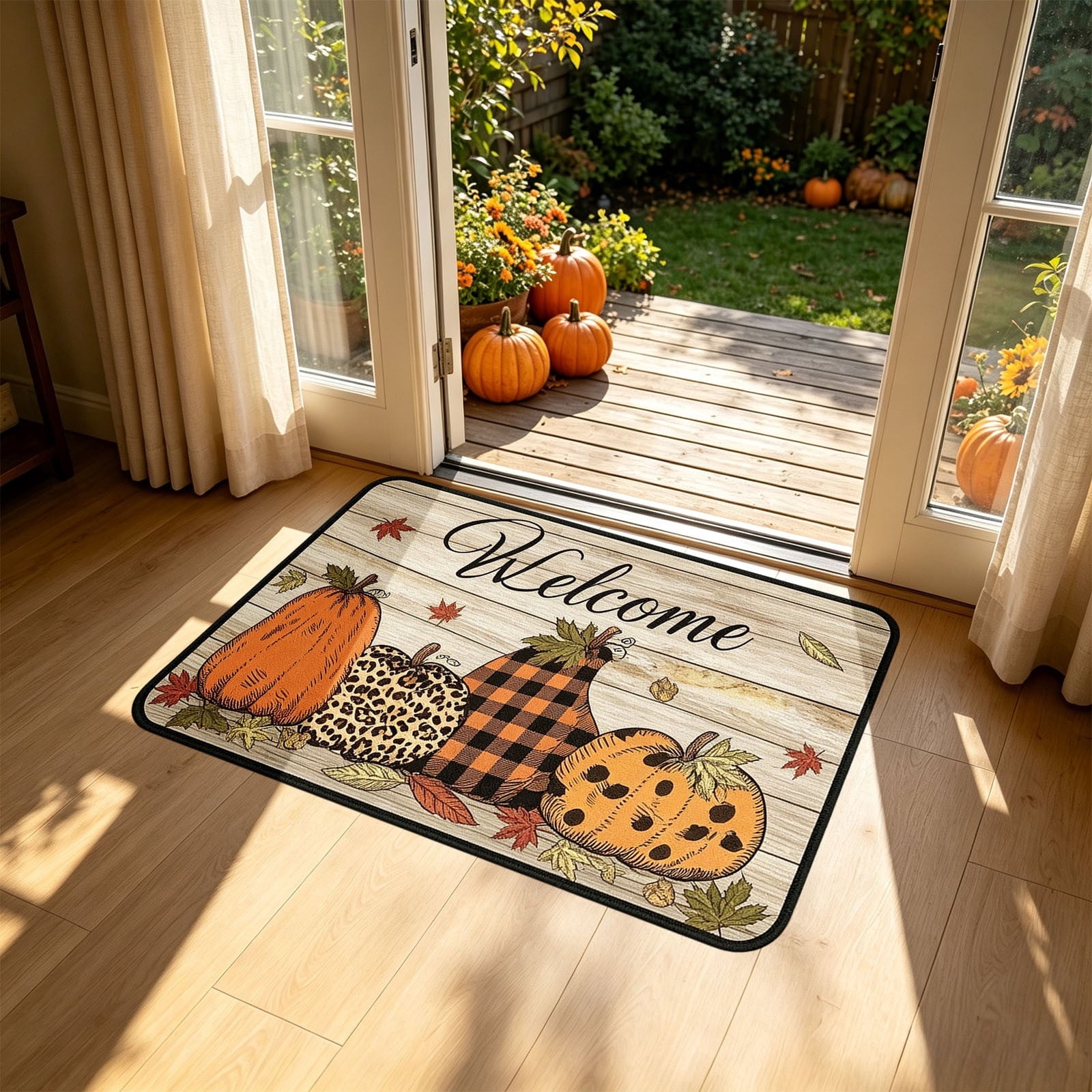 Autumn Door Mat for Entryway, 16x24 Inch, Fall-Themed Floor Doormat for Home Decor, Non-Slip Rug Mat for Living Room, Kitchen, Bedroom, Gifts for Fall Lovers (E)
