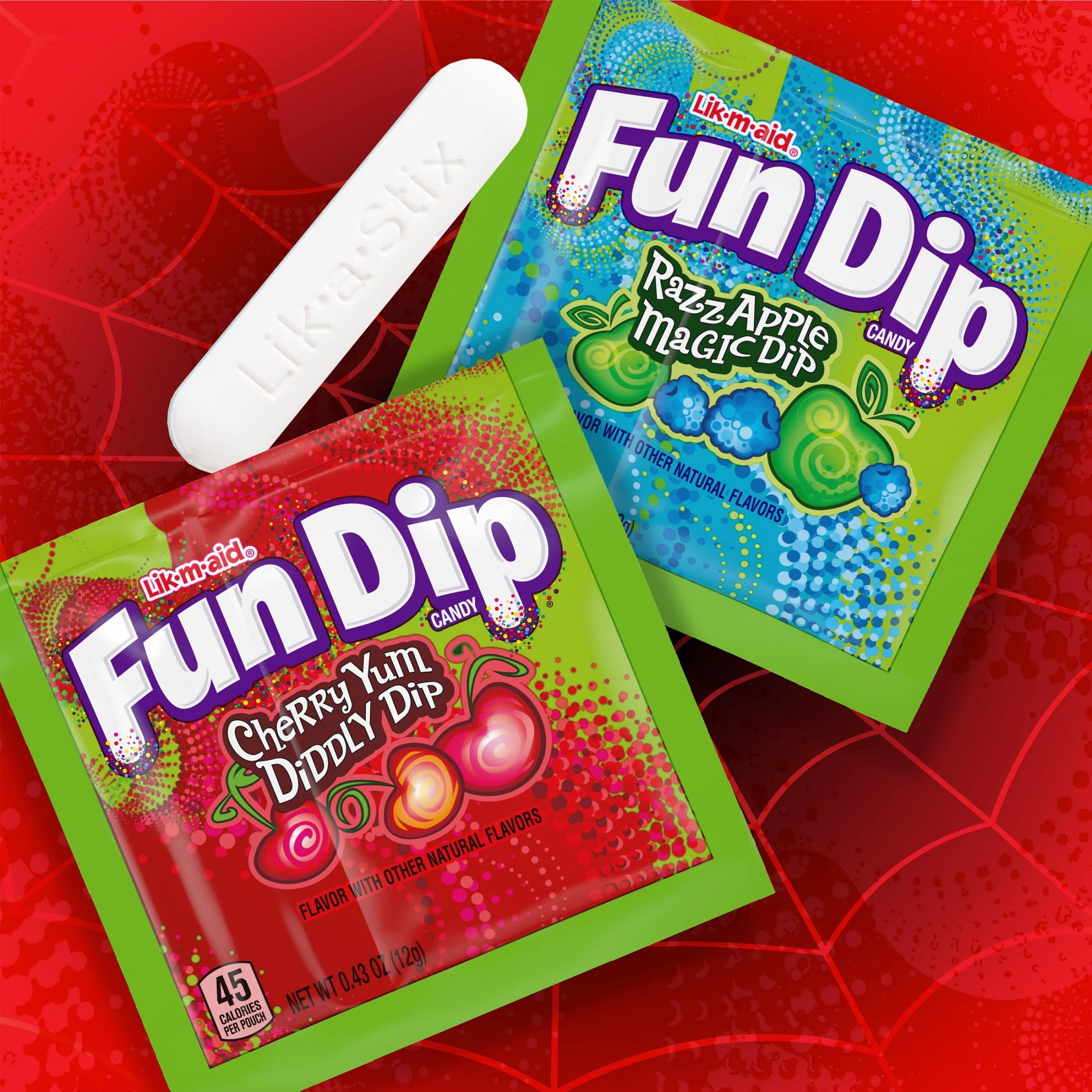 Fun Dip Halloween Razz Apple Magic Dip & Cherry Yum Diddly Dip Candy Pouches, 44 Count