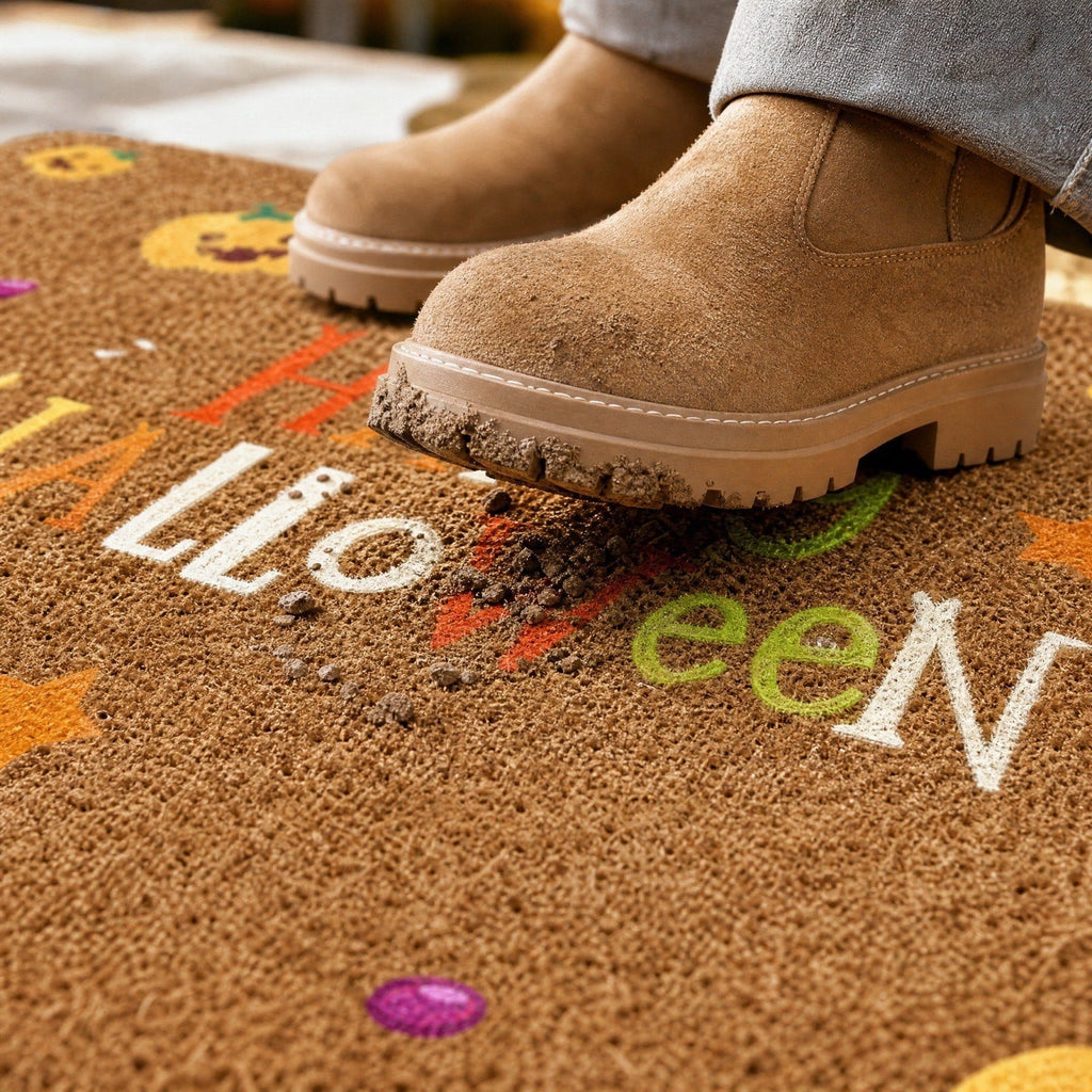 Halloween Doormat Vintage Retro Style Mat 23.6x15.7in Secure-Grip Absorbent Coir Look Entryway Rug for Front Porch Indoor Outdoor Decor by OVFUIZ