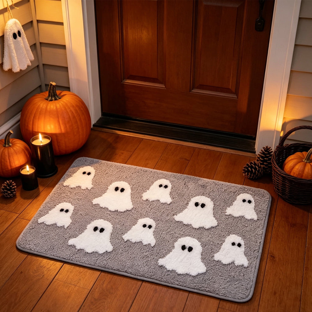 WWC Halloween Door Mat, 32x20 inch Halloween Decor Thick Non Slip Ghost doormat, Entryway Rug for Fall Party Indoor Outdoor Front Porch
