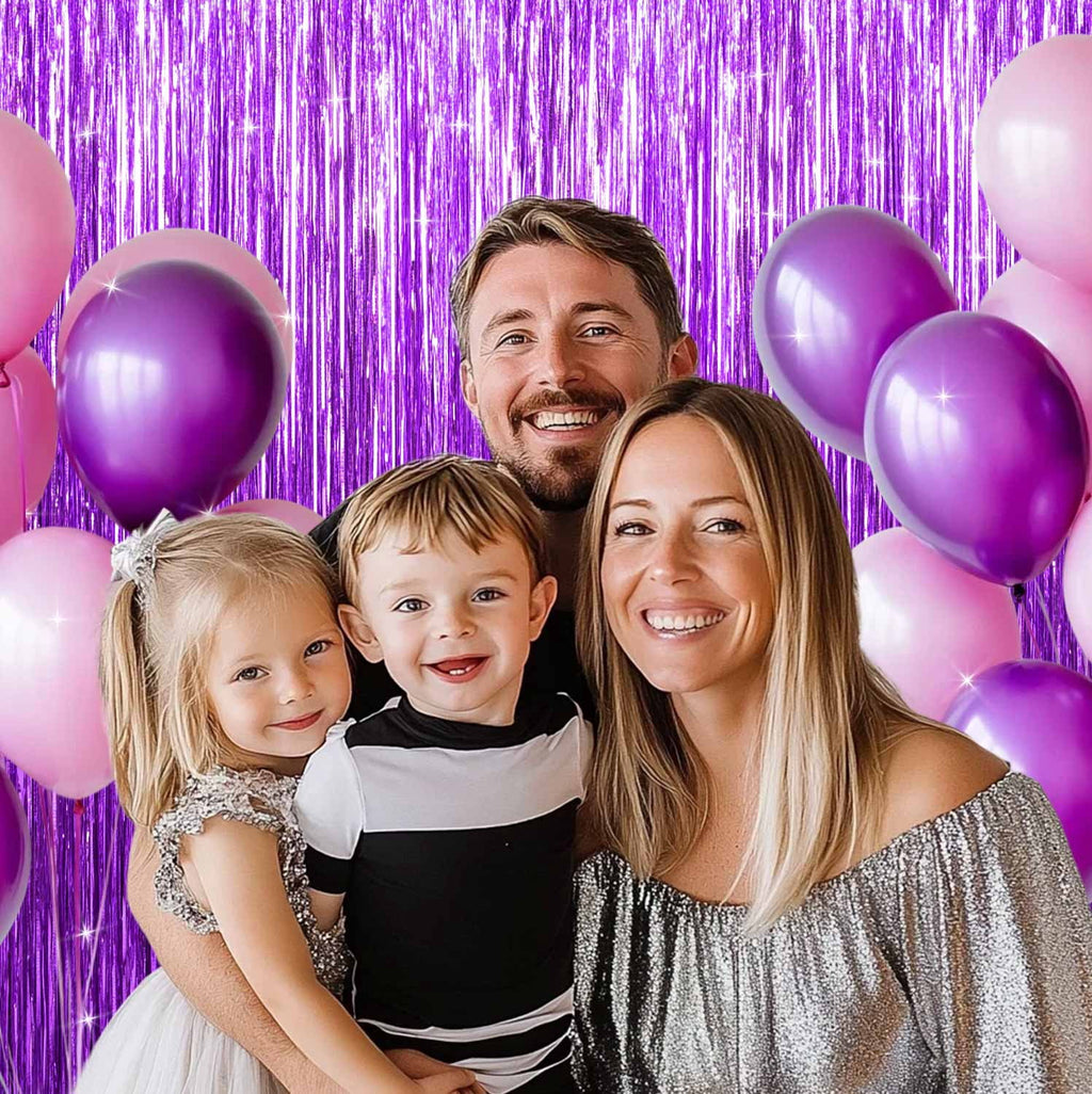 Sm:)e 2-Pack Light Bright Silver Foil Fringe Curtains for Events - Birthday, Wedding, Graduation, Christmas, Baby Shower, various festivals Decor Photo Booth Fun!