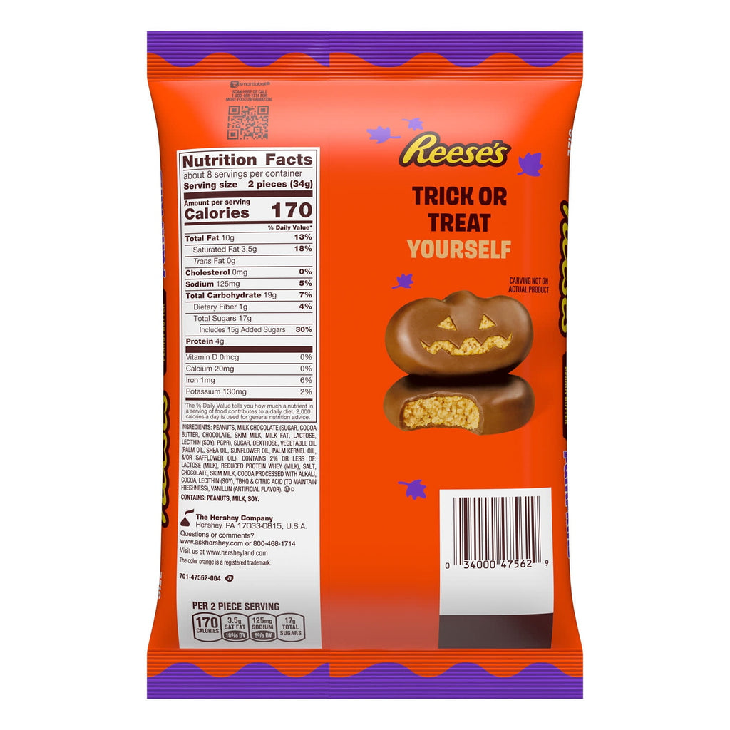Reese's Milk Chocolate Snack Size Peanut Butter Pumpkins Halloween Candy, Bag 9.6 oz