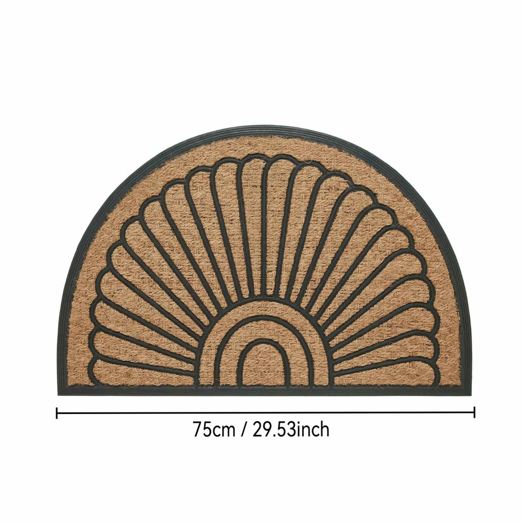 Front Door Mat Indoor Outdoor Entrance Rug, Semicircular Entrance Mat, Half Round Waterproo Non-Slip Durable Rubber Doormat for Garage, Patio, 29.5 inch