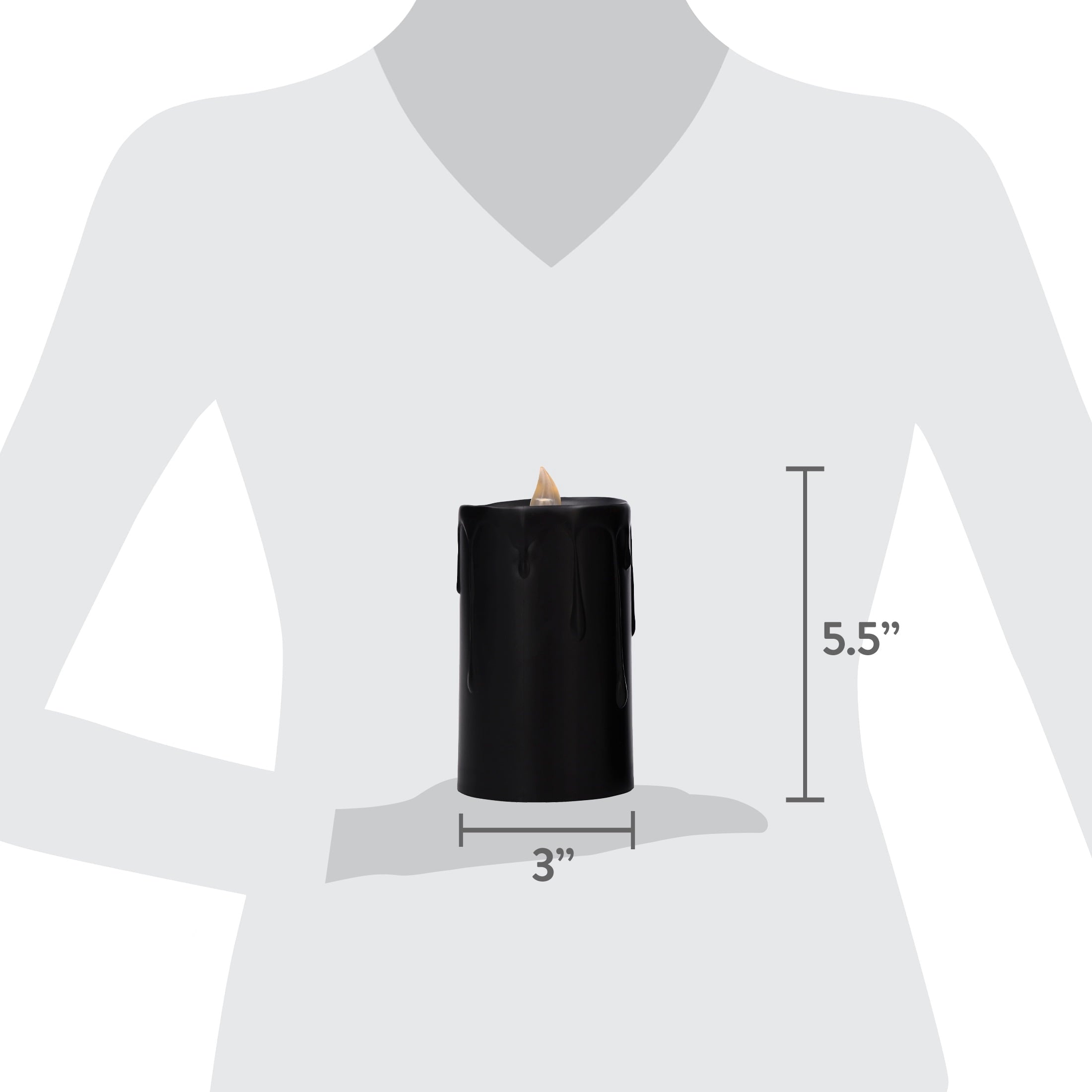 Battery-Operated Warm White LED Flameless Candles, Black, 5.5", 2 Count, Halloween by Way To Celebrate