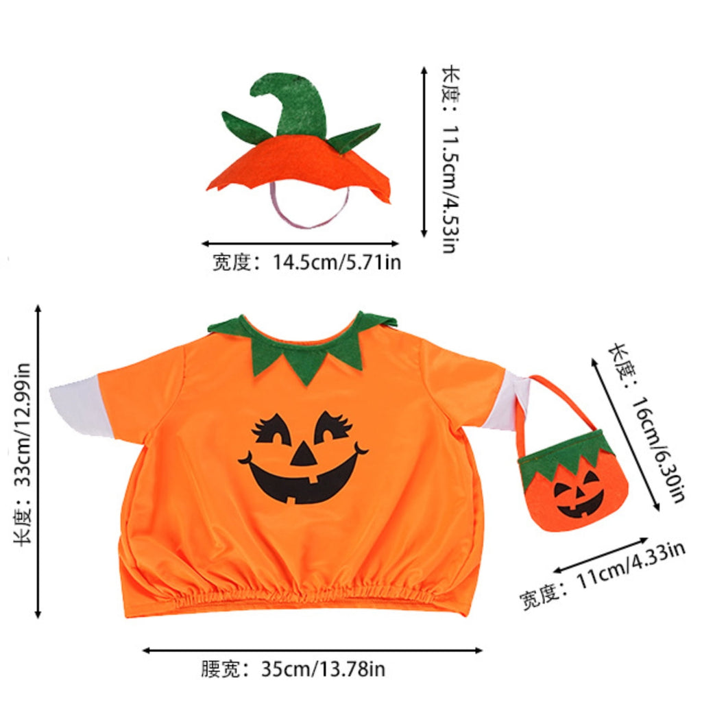 Outdoor Holiday Yard Decor, 23 Inch Porch Goose Outfits, Halloween Pumpkin Themed Porch Goose Clothes, Porch Goose Set with Hat and Treat Bag, Fits Standard 23 Inch Large Porch