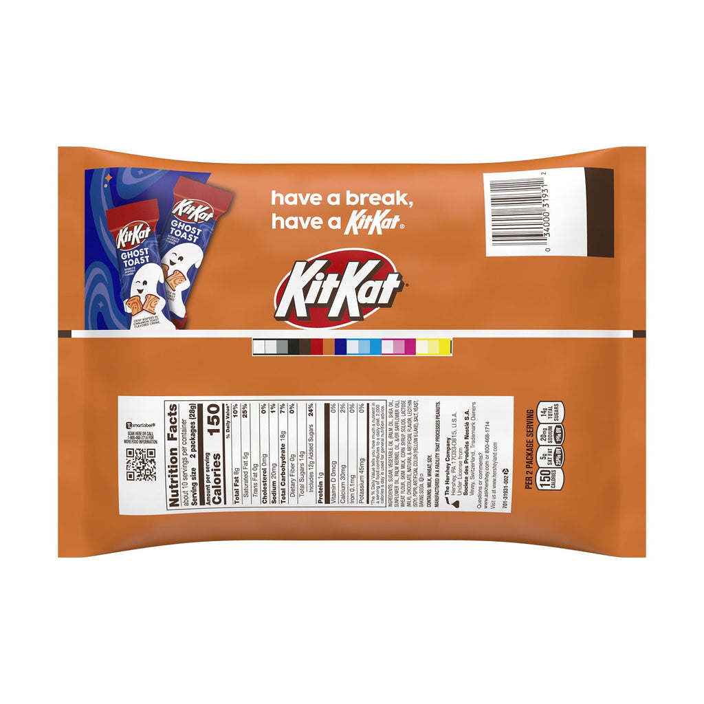 Kit Kat Ghost Toast Cinnamon Toast Flavored Creme Wafer Snack Size, Halloween Candy Bag, 9.8 oz