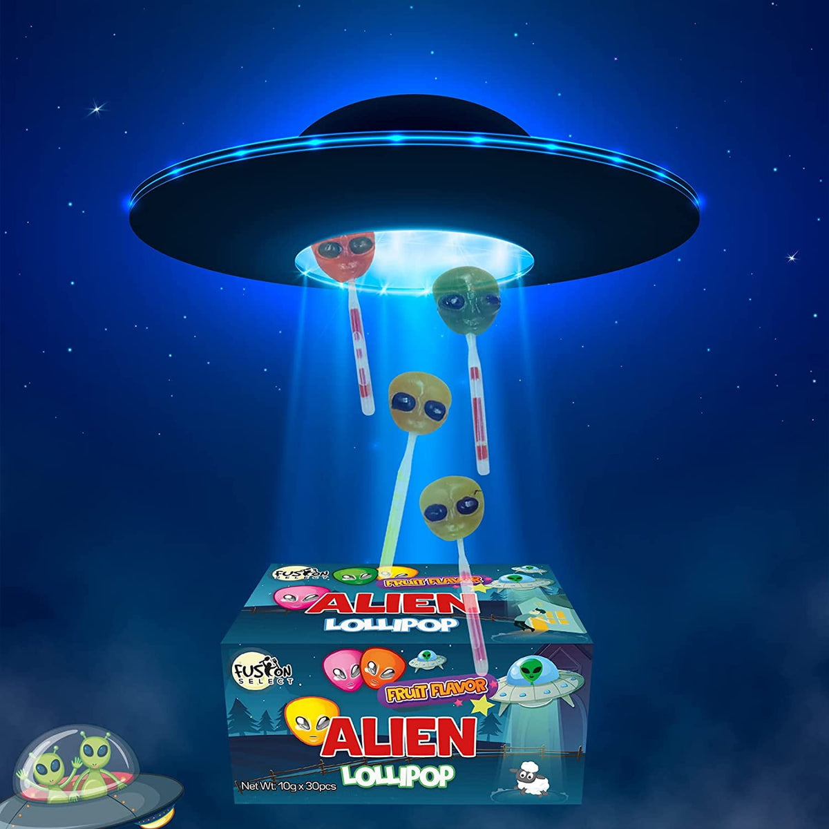 Fusion Select Alien Halloween Lollipops - 60 Count