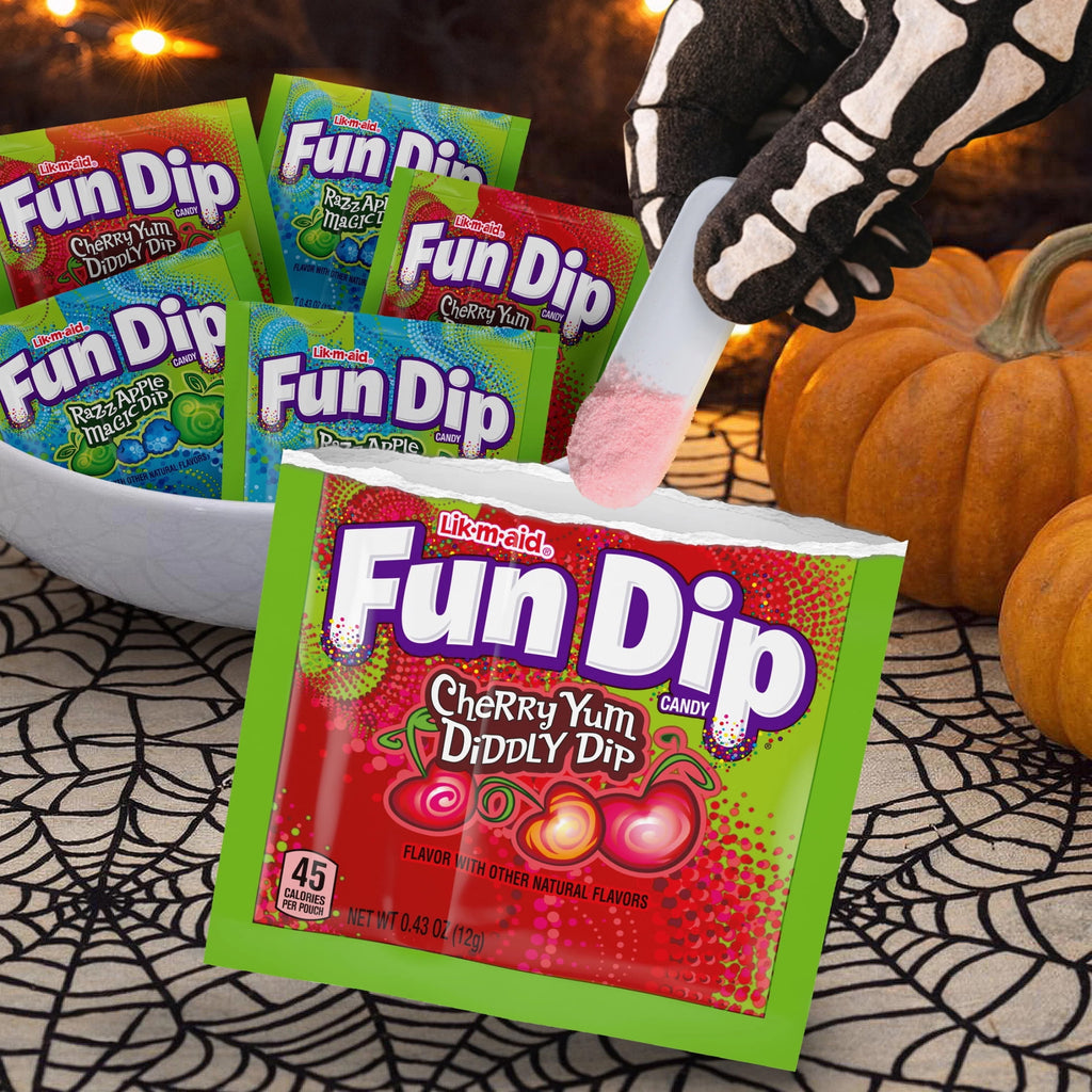 Fun Dip Halloween Razz Apple Magic Dip & Cherry Yum Diddly Dip Candy Pouches, 44 Count