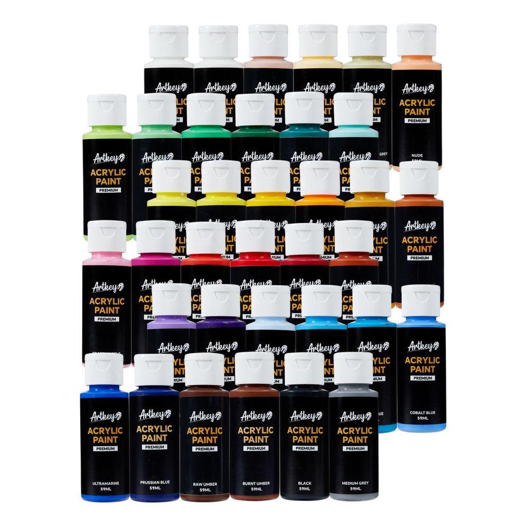 Artkey Acrylic Craft Paint Set, Festival, 24 Colors (2-Ounce)