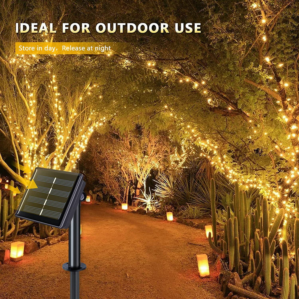2 Pack Solar Fairy Lights Outdoor 33ft 100 LED Solar Powered Copper Wire Lights 8 Modes Waterproof for Garden Tree Patio Wedding Party Decor,Cool White