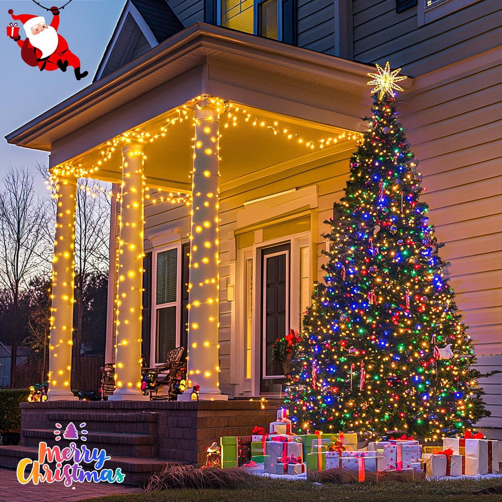 JMEXSUSS 200 LED Christmas Lights Indoor Outdoor, Connectable Warm White Christmas Tree Lights Clear Wire, 66 Ft Twinkle Fairy String Lights Plug in for Bedroom Wedding Christmas Tree Decorations