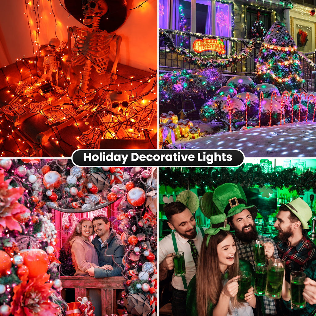 Toodour Orange & Purple Halloween Lights, 82ft 200 LED Plug in Halloween String Lights with 8 Modes, Memory & Timer Function, Connectable Halloween Outdoor Lights for Home, Garden, Halloween Decor