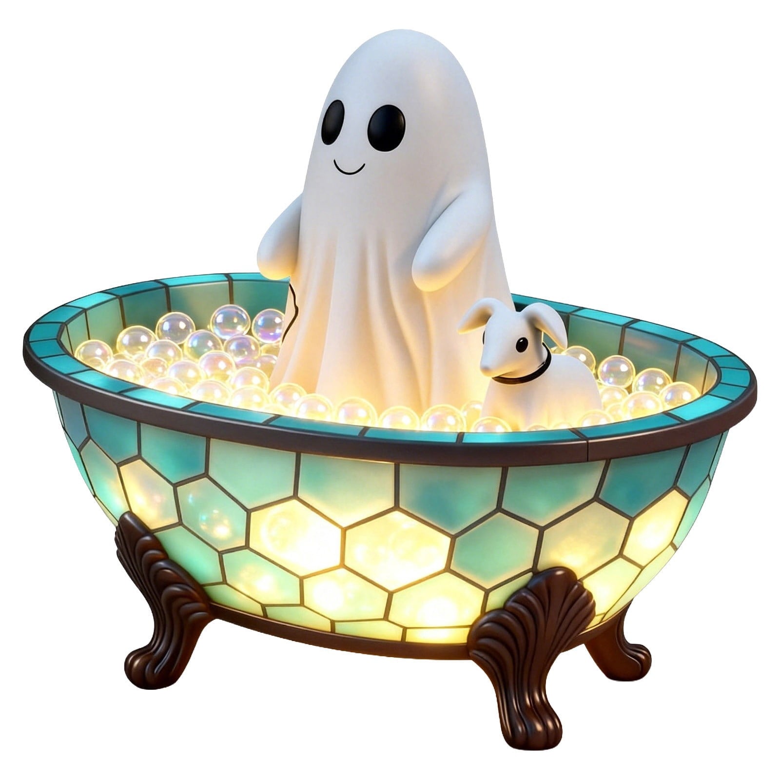 Clearance Halloween Ghost Bubble Bath Lamp, Cute Bathtub Ghost Night Lights for Halloween Decor, Reading Books Nightlight, Halloween Decorations for Indoor Readers & Book Lover Desk Home Party Gifts