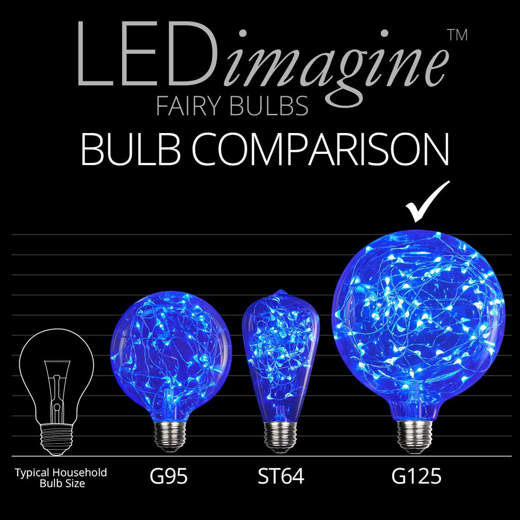 LEDimagine G80 Fairy Light Bulb, 50 Multicolor Color Changing LED Diodes Inside, Clear Glass Finish, E26 Base