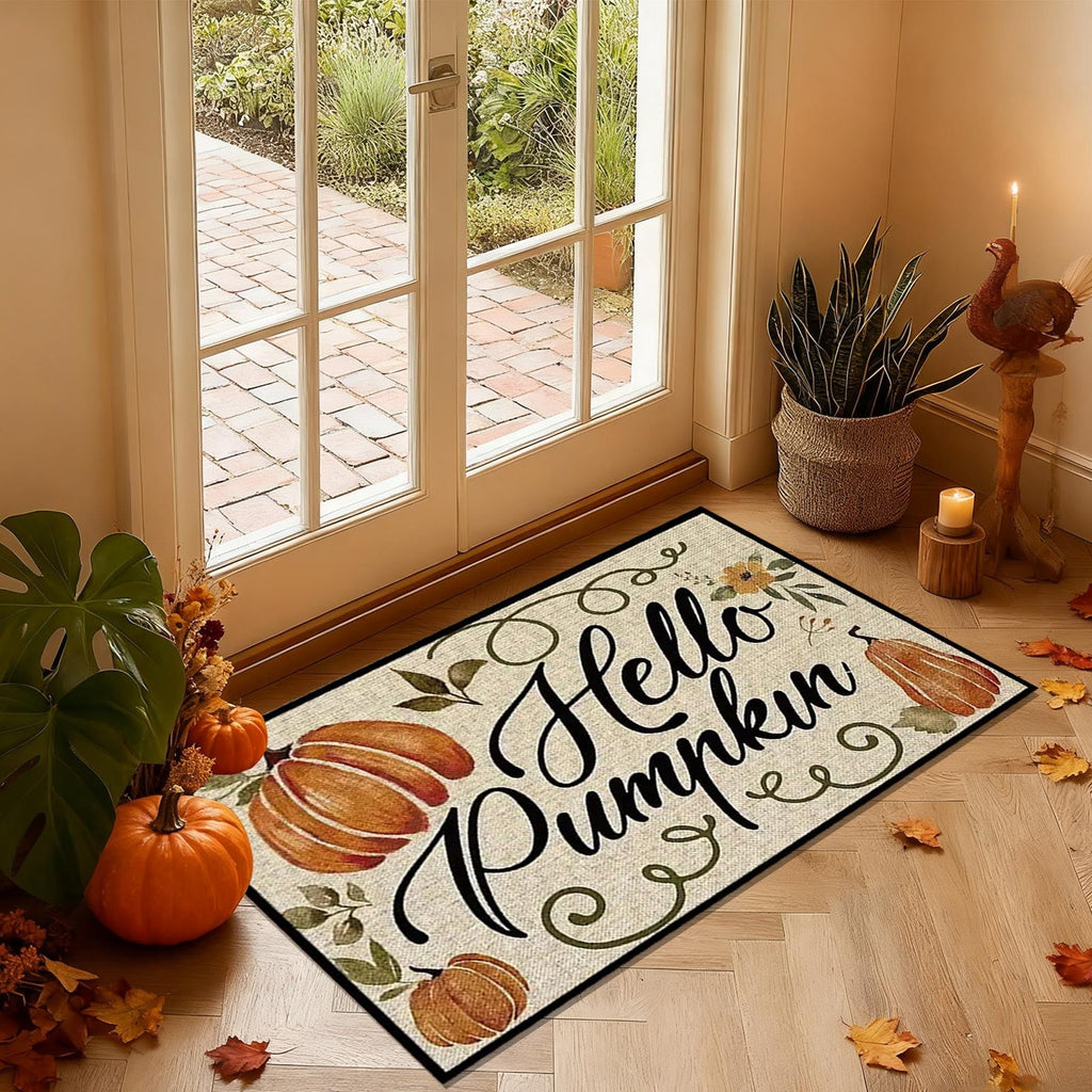 Autumn Door Mat for Entryway, 16x24 Inch, Fall-Themed Floor Doormat for Home Decor, Non-Slip Rug Mat for Living Room, Kitchen, Bedroom, Gifts for Fall Lovers (E)
