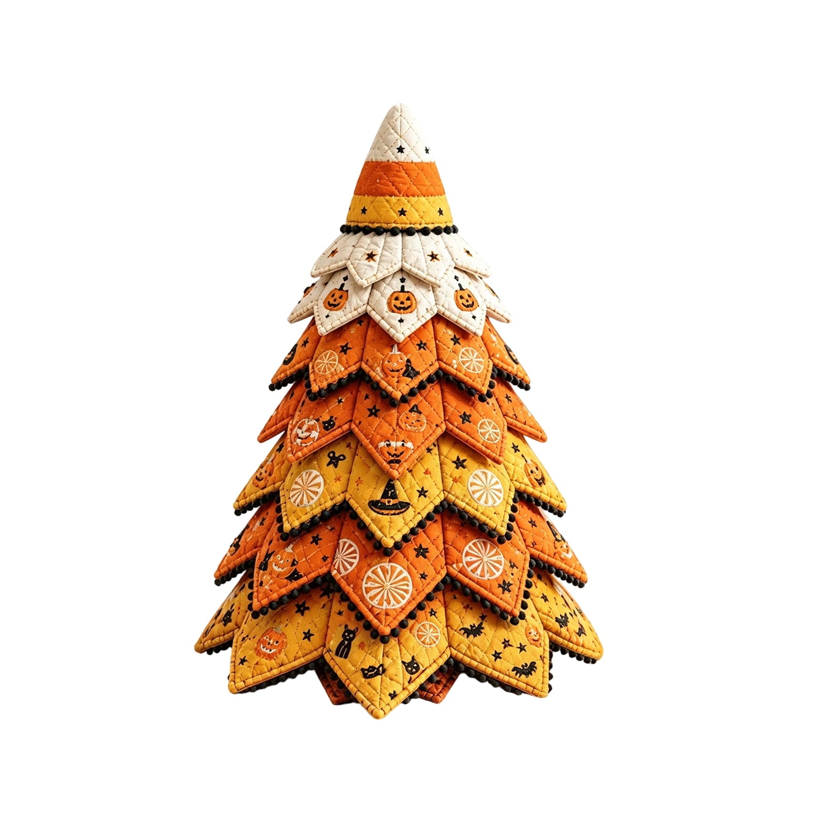 2026 Moonlit Black Cat DIY Halloween Quilted Fabric Tree Kit - Patchwork Fabric Halloween Tabletop Tree, Autumn Mantel Ornament for Adult Rustic Farmhouse Seasonal Display