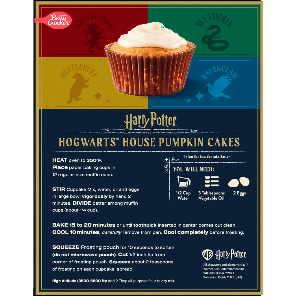 Betty Crocker Harry Potter Hogwarts House Pumpkin Cupcake Kit, 12 Count, 13.6 oz