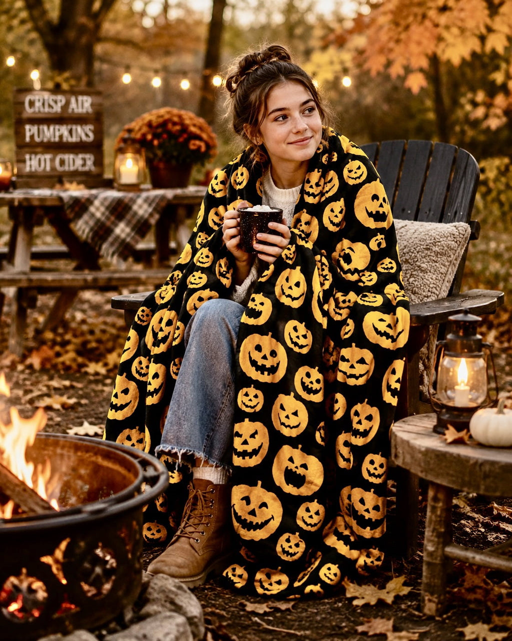 Serafina Home Halloween Throw Blanket: Fuzzy Boo! Jack O'Lantern Spider Webs Skull and Black Cats Print on Velvet Fleece for Sofa Bed Couch Chair Dorm