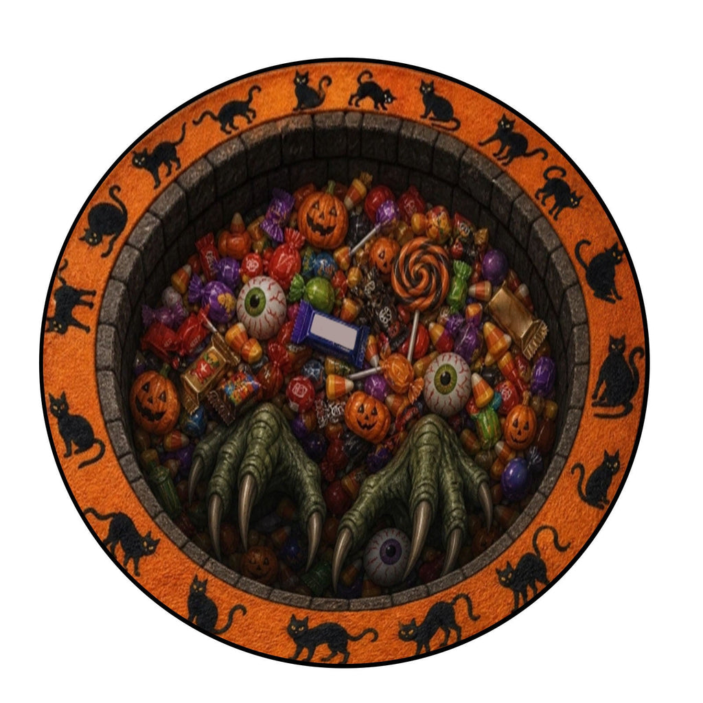 Halloween Round Rug Optical Ghost Pumpkin Mat 15.75in Diameter Polyester Skidproof & Soft for Entryway Bedroom Party by MPOISVA