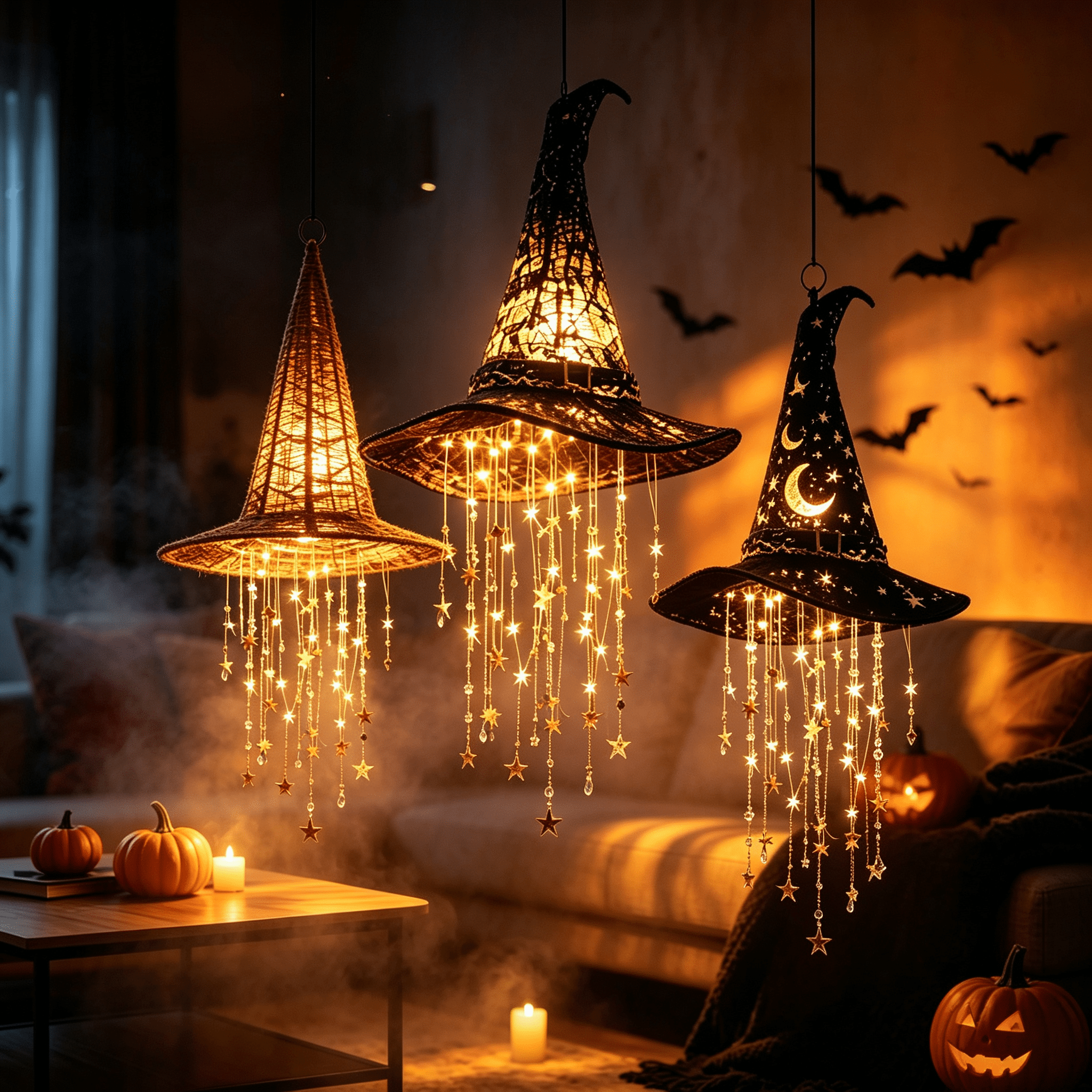 Stijggn Witch Hat Lights Halloween Glowing Lights, Waterproof Hanging Witch Hat Decorations, Warm Light Festival Ornaments for Indoor Outdoor Yard Garden Party Halloween Decor