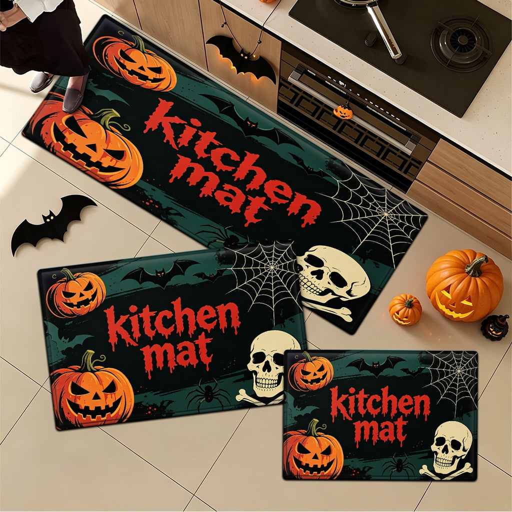 YIMEIS Halloween Pumpkin Lanterns 1Pc Flannel Mat and Kitchen Rugs,Soft Non-slip,Perfect for Home Bathroom