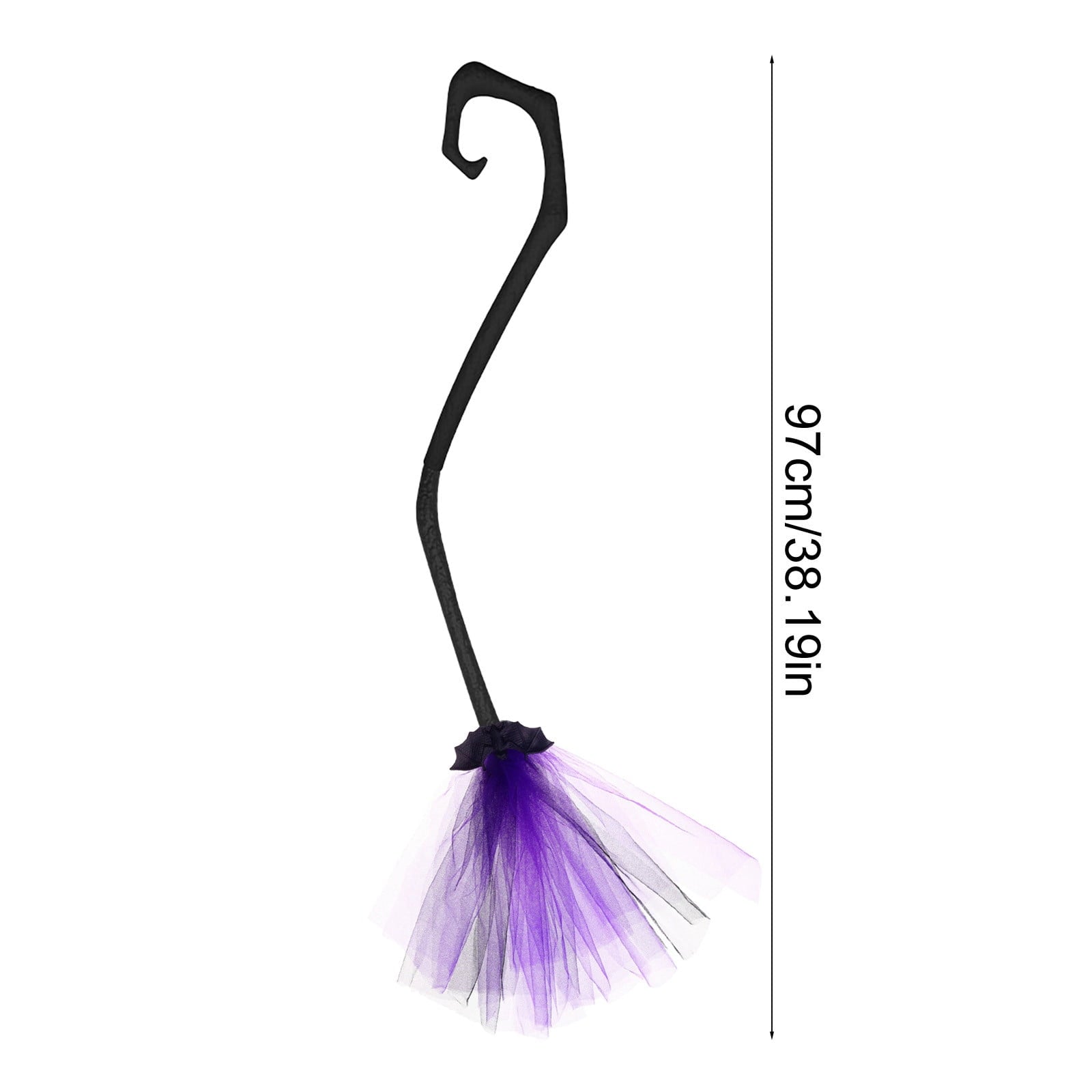 Halloween Witch Broom Cane with Ribbons, 38.2" Witches Broomstick for Wizard Costume Party, Photo Booth Accessory Stage Prop, Halloween Decoration, D