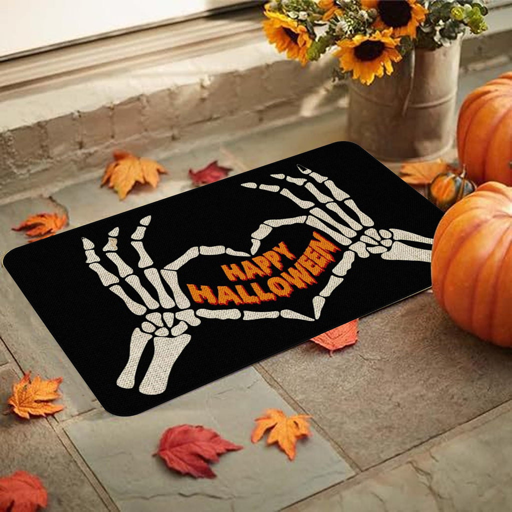 TOPRenddon Halloween Door Mat, Outdoor Front Door Decorative Doormat 16" x 24", Spider Web Bones Welcome Doormats, Non-Slip Rubber Mats Washable Carpet for Porch, Entryway, Indoor, Bathroom, Kitchen