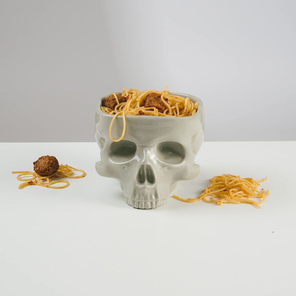 White Ceramic Skull Bowl, Gothic 3D Skull Shaped Serving Bowl, Food Safe Novelty Skull Dinner Bowl for Noodle Salad Snack Halloween Party Home Table Decor