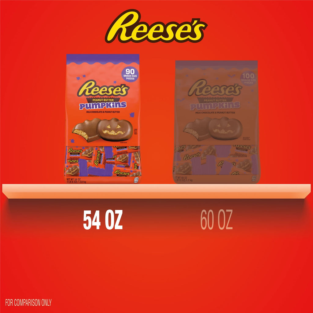 Reese's Milk Chocolate Snack Size Peanut Butter Cups Halloween Candy, Bulk Bag 54 oz, 90 Pieces