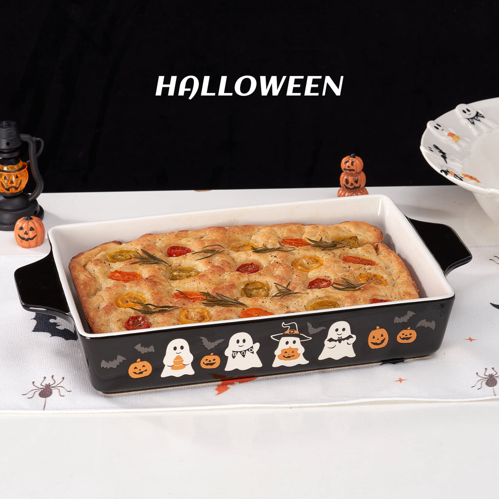 Way To Celebrate 9 in x 13 in Ghost & Jack-O-Lantern Glazed Stoneware Bake & Serve Dish