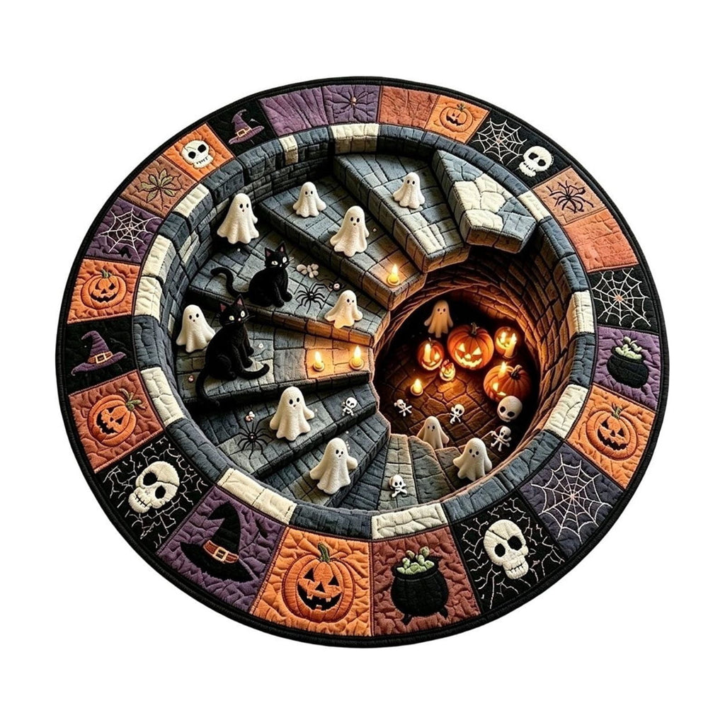 Halloween Wreath Shaped Rugs, Soft Indoor Mat for Entryway, Kitchen, Halloween Party, Pumpkin Witch Spooky Home Decor, 23.62x15.75 Inches