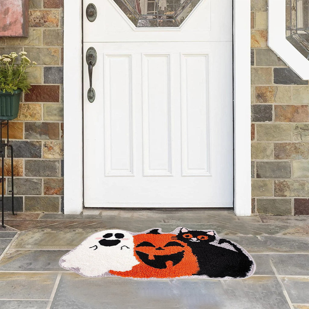 Fall Bathroom Rug Cute Pumpkin Shape Bath Mat Autumn Orange Non Slip Shower Rugs Foot Mat Front Door Mat Carpet Floor Rug for Kitchen Bedroom Living Room Family Decor