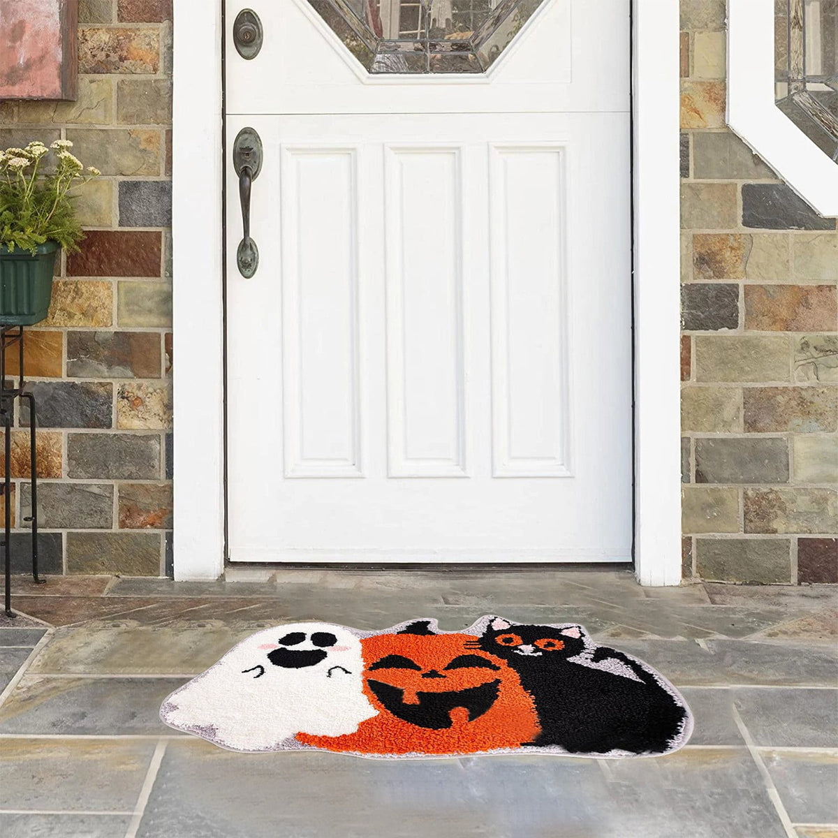 Fall Bathroom Rug Cute Pumpkin Shape Bath Mat Autumn Orange Non Slip Shower Rugs Foot Mat Front Door Mat Carpet Floor Rug for Kitchen Bedroom Living Room Family Decor