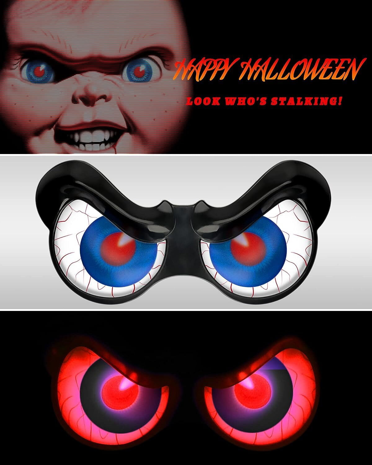 Sewawe Halloween Flashing Peeping Eyes, Spooky Animated LED Eyes, Halloween Decorations
