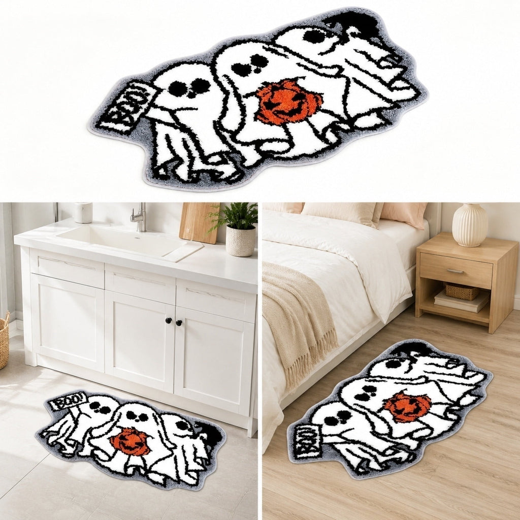 WWC Halloween Door Mat, 32x20 inch Halloween Decor Thick Non Slip Ghost doormat, Entryway Rug for Fall Party Indoor Outdoor Front Porch