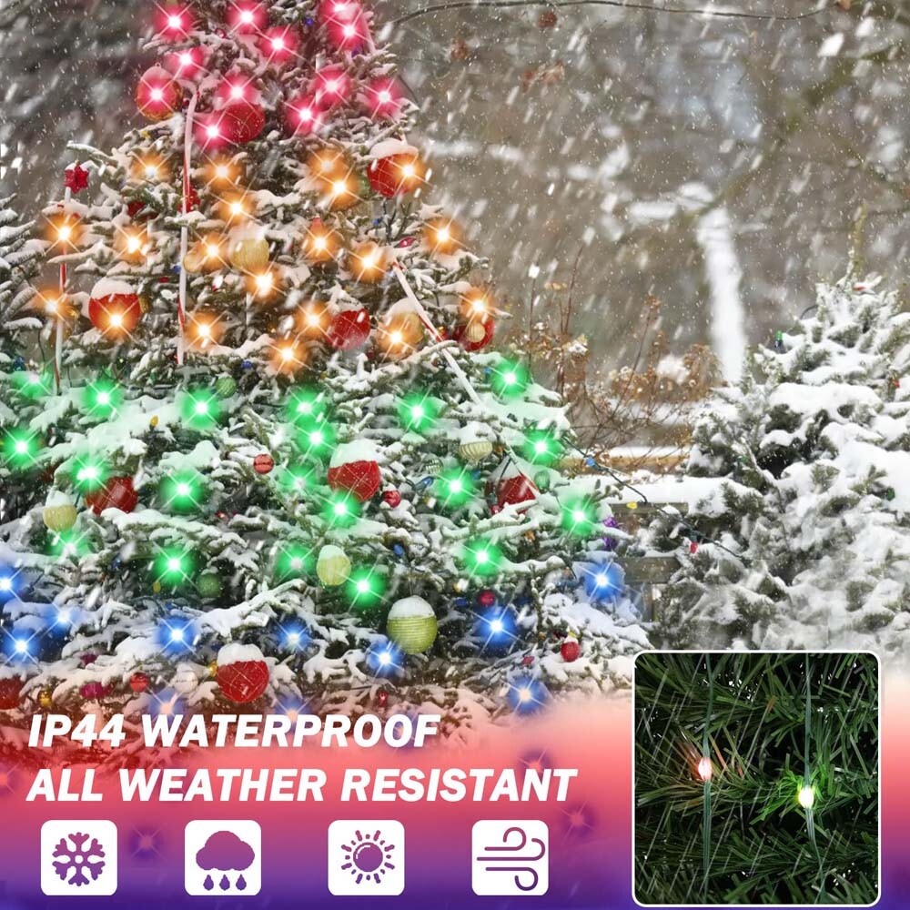 ASTRAEA 6.5FT Smart Christmas Tree Lights, 200LED RGB Color Changing String Lights Waterproof for Xmas Tree Decorations Indoor Outdoor, Multicolor