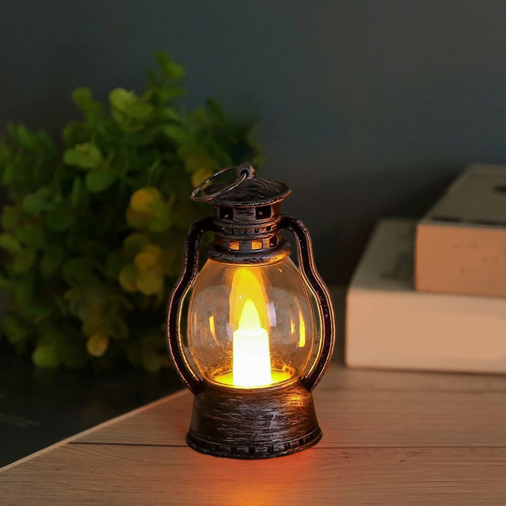 Djiypn Mini Lanterns 2Pack LED Small Lanterns Decorative Indoor Outdoor Hanging Lantern Decorative Candle Light Farmhouse Decor for Weddings Western Camping Party Halloween Christmas Decorations