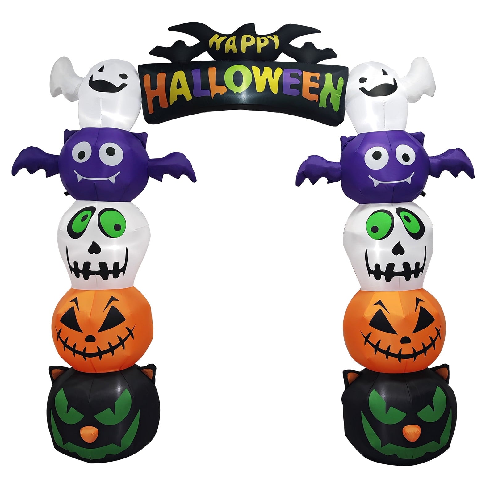 8FT Long Halloween Inflatables Pumpkins Eyeball Candy Outdoor Decorations, Blow Up Yard Decoration with Built-in LEDs Lighted for Lawn Garden Outside Indoor Decor