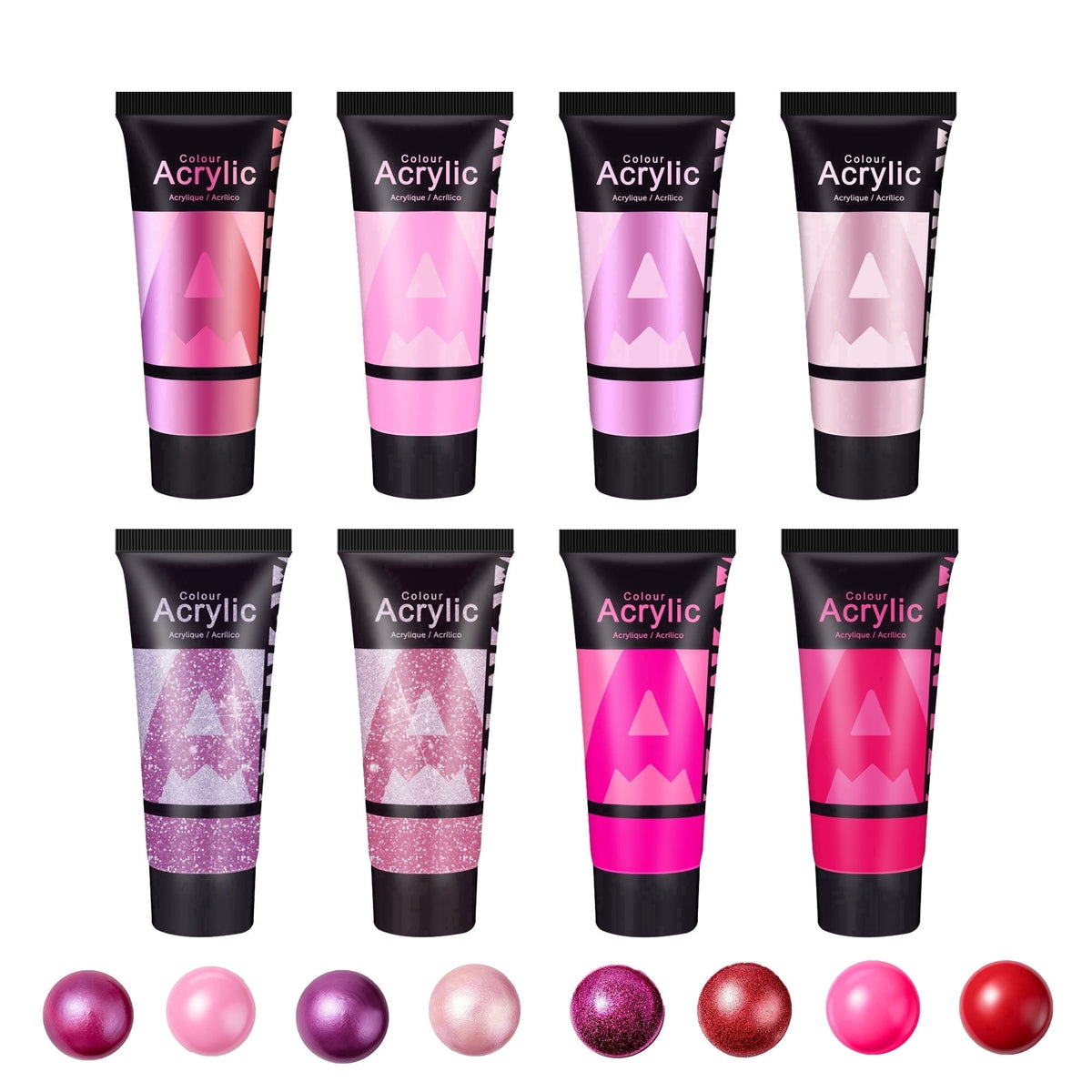 AUREUO Galaxy Glitter Acrylic Paint Set - 8 Twinkle Colors 0.71 Fl Oz / 21ml Tubes Sparkling Art Paints for Crafts Decor Non-toxic Painting Supplies for Artists