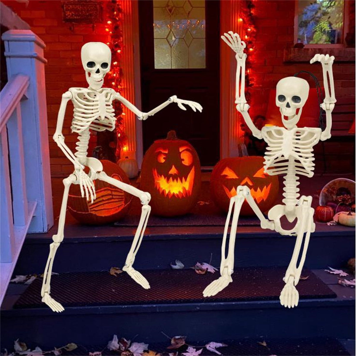 Qocolcyl 2 Pack Halloween Skeleton Lights Decorations, Halloween Candles Lamp Decoration Ornament Indoor Outdoor, Halloween Scary Decor for Home Room Table Outside Yard Lawn Garden Party Supplies