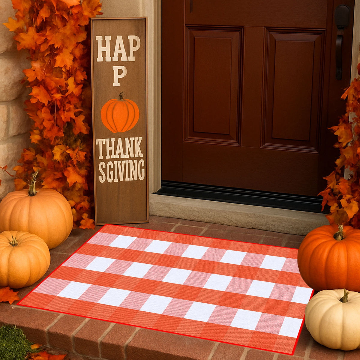 Clearance Hotyverty Halloween Front Door Mat Anti-Slip Super Absorbent Waterproof Stain Resistant Leaf 19x4x4in Indoor Front Entryway Porch Floor Decor, Halloween Gift for Family Holiday Lovers