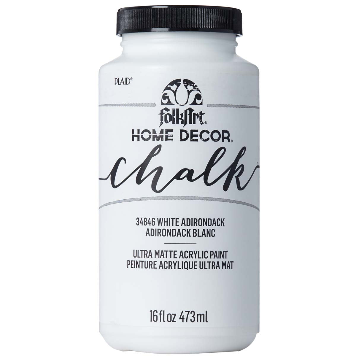 FolkArt Home Décor Chalk Acrylic Craft Paint, Rich Black, Ultra Matte Finish, 16 fl oz