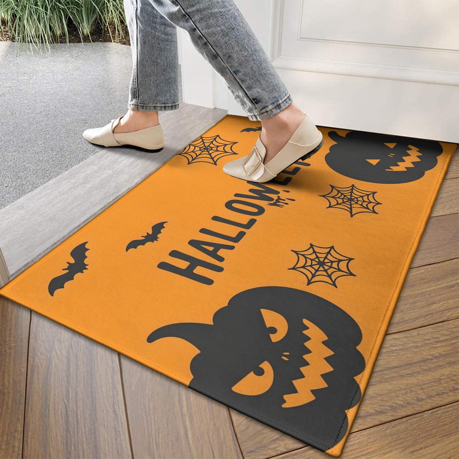 Happy Halloween Door Mat Decorations Spider Bat Doormat Plain the Indoor Door Mat/Outdoor Crystal Velvet 30x17 Inches