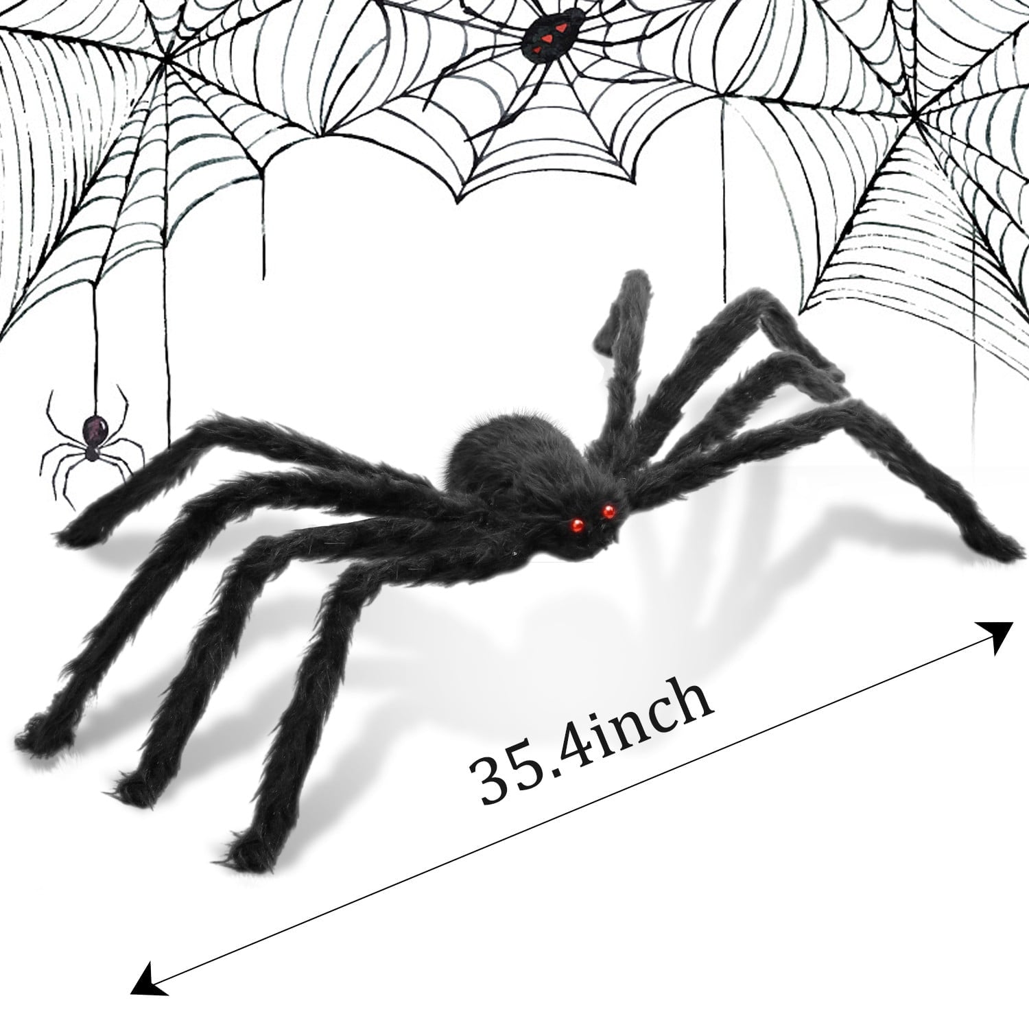 Innens 11.8ft Halloween 144 LED Purple Spider Web Lights with 35" Giant Spider Light up Cobweb Halloween Decorations for Indoor Ourdoor Garden Yard Home Patio (Black, 1Pc)