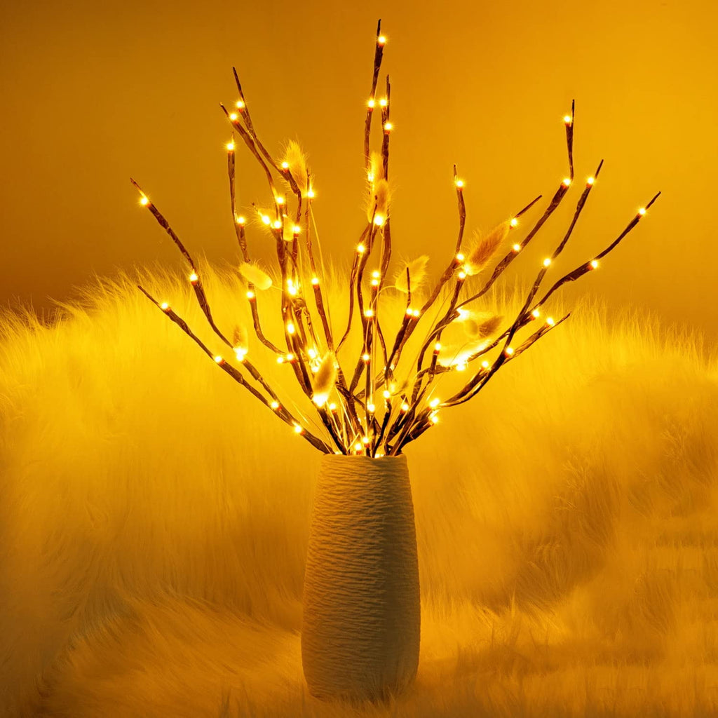 3PK 60 Inch LED Branch Lights with USB Plug, Warm White Twig Willow Branches for Vase, Artificial Tree DIY Decorative Lights