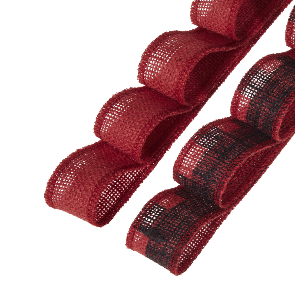 Love, Laugh, Craft Burlap Ribbon Set, 1.5"W x 3-Yds, Natural/White Stripe