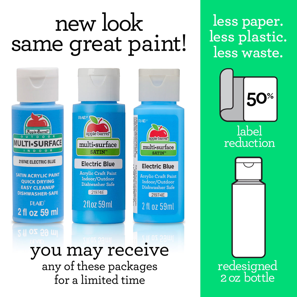 Apple Barrel Multi-Surface Acrylic Craft Paint Set, Bold Brights, 2 fl oz, 12 Piece