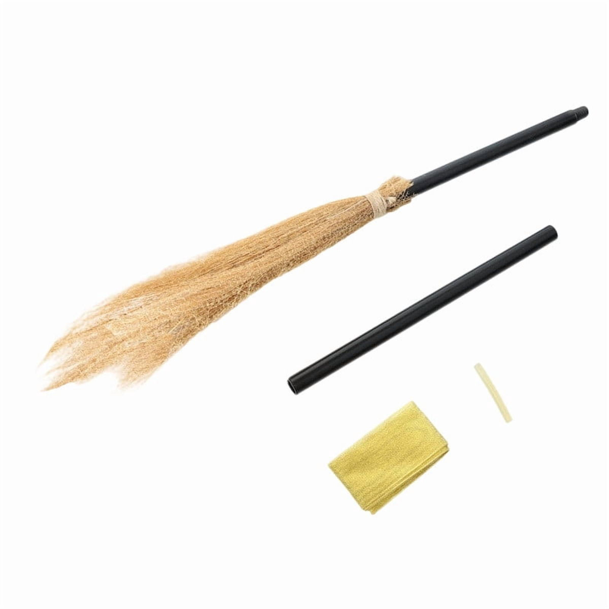 Halloween Witch Broom Cane with Ribbons, 38.2" Witches Broomstick for Wizard Costume Party, Photo Booth Accessory Stage Prop, Halloween Decoration, D