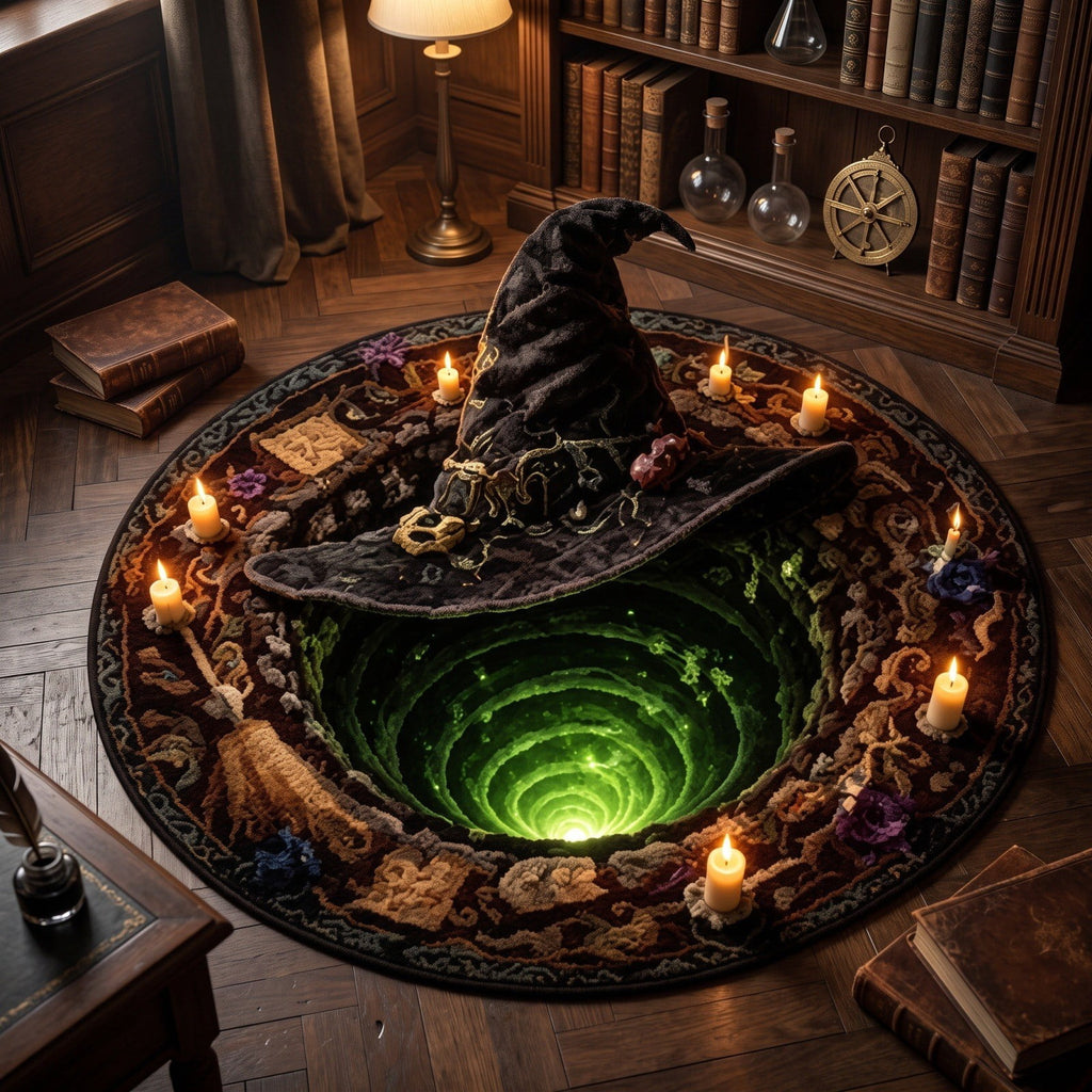 3D Halloween Round Rug, Illusion Halloween Round Mat, Funny Rug with Non-Slip Soft Visual Effect Door Mat for Living Room Indoor Decor
